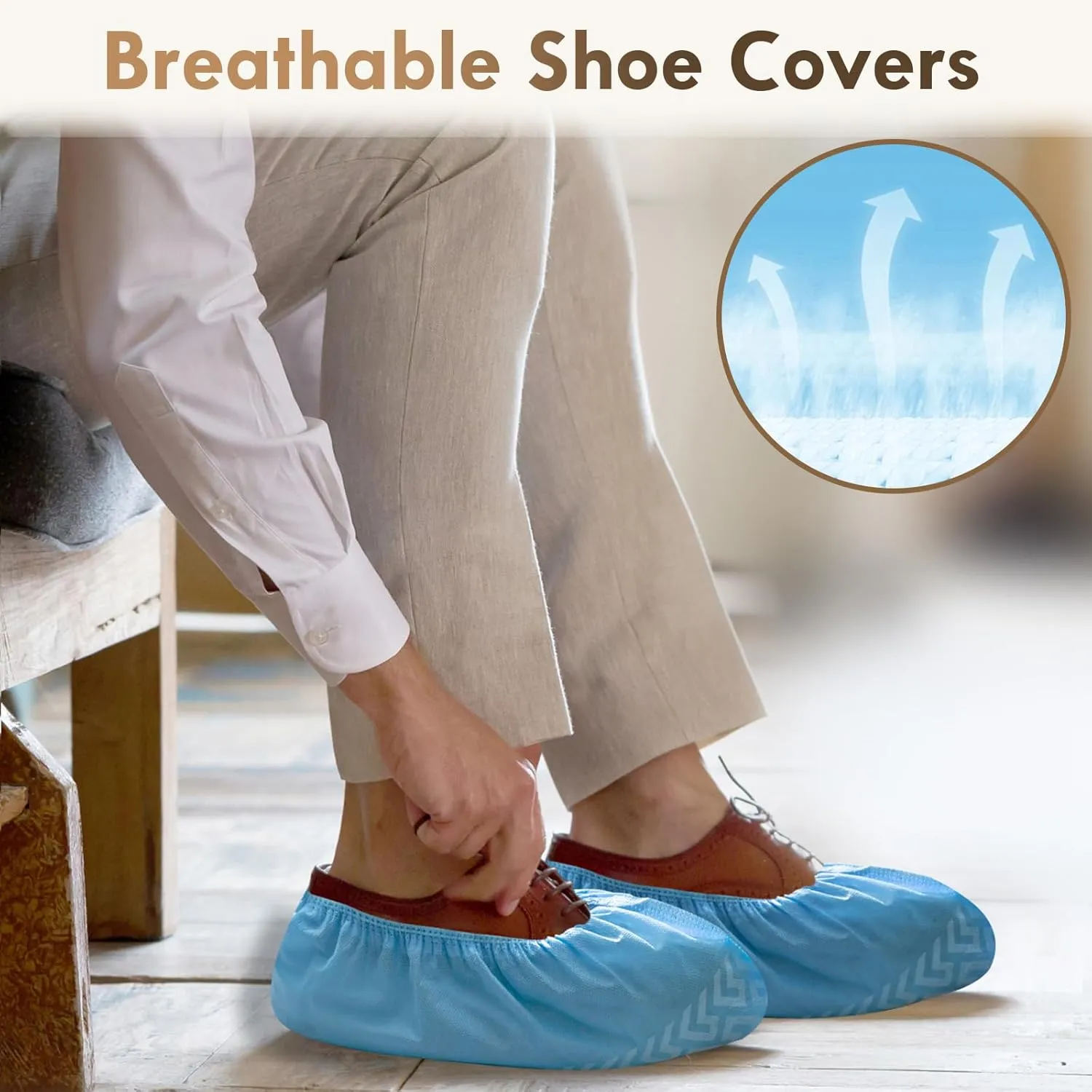 200Pack Blue Recycable Shoe Covers Disposable -Non-Slip Shoe Covers for Indoors Reusable, Durable, Breathable Booties for Shoe Covers, 2 Size Fits Up To 12 US Men and 13 US Women Size, Blue