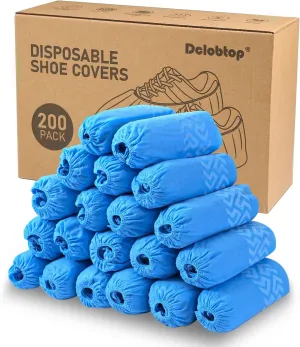200Pack Blue Recycable Shoe Covers Disposable -Non-Slip Shoe Covers for Indoors Reusable, Durable, Breathable Booties for Shoe Covers, 2 Size Fits Up To 12 US Men and 13 US Women Size, Blue