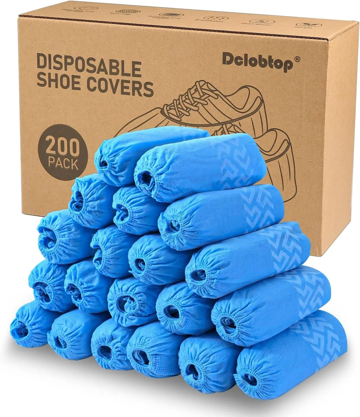200Pack Blue Recycable Shoe Covers Disposable -Non-Slip Shoe Covers for Indoors Reusable, Durable, Breathable Booties for Shoe Covers, 2 Size Fits Up To 12 US Men and 13 US Women Size, Blue