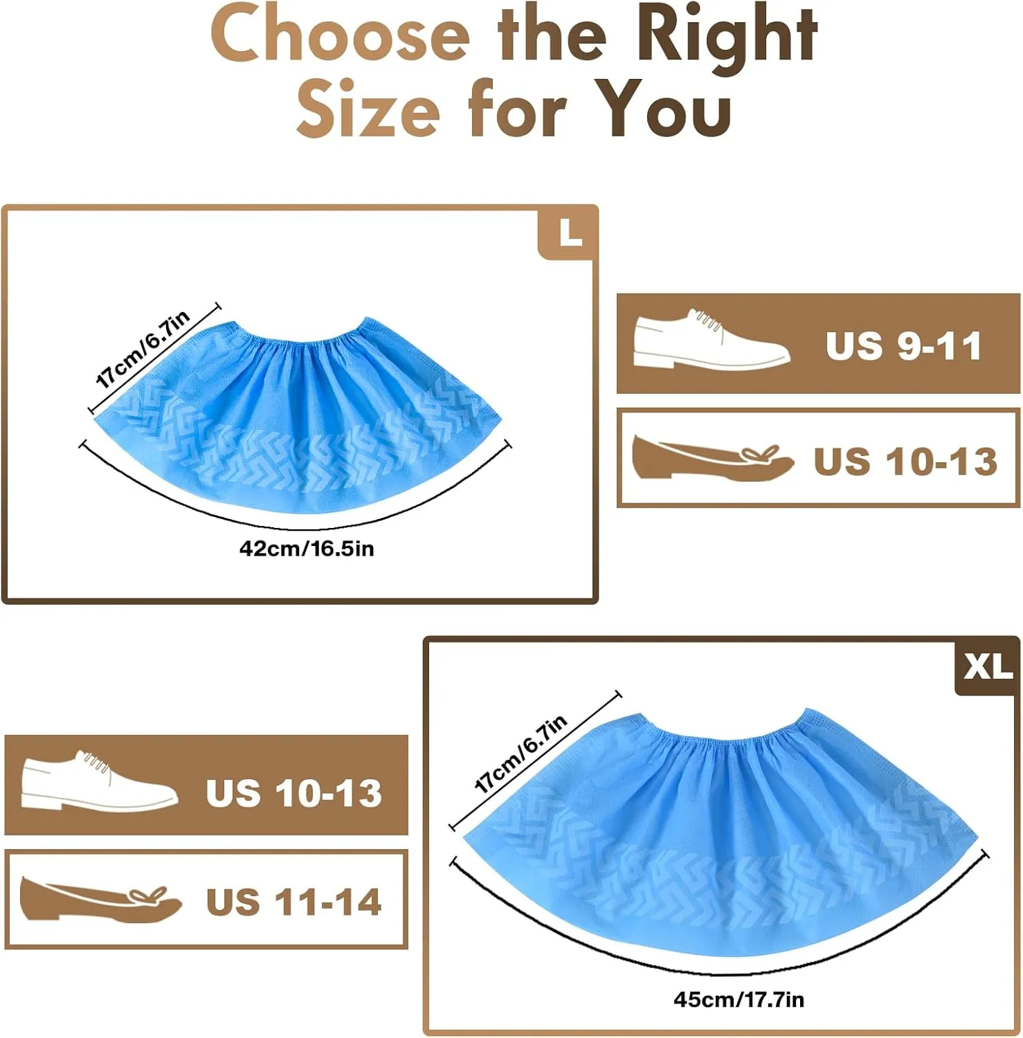 200Pack Blue Recycable Shoe Covers Disposable -Non-Slip Shoe Covers for Indoors Reusable, Durable, Breathable Booties for Shoe Covers, 2 Size Fits Up To 12 US Men and 13 US Women Size, Blue