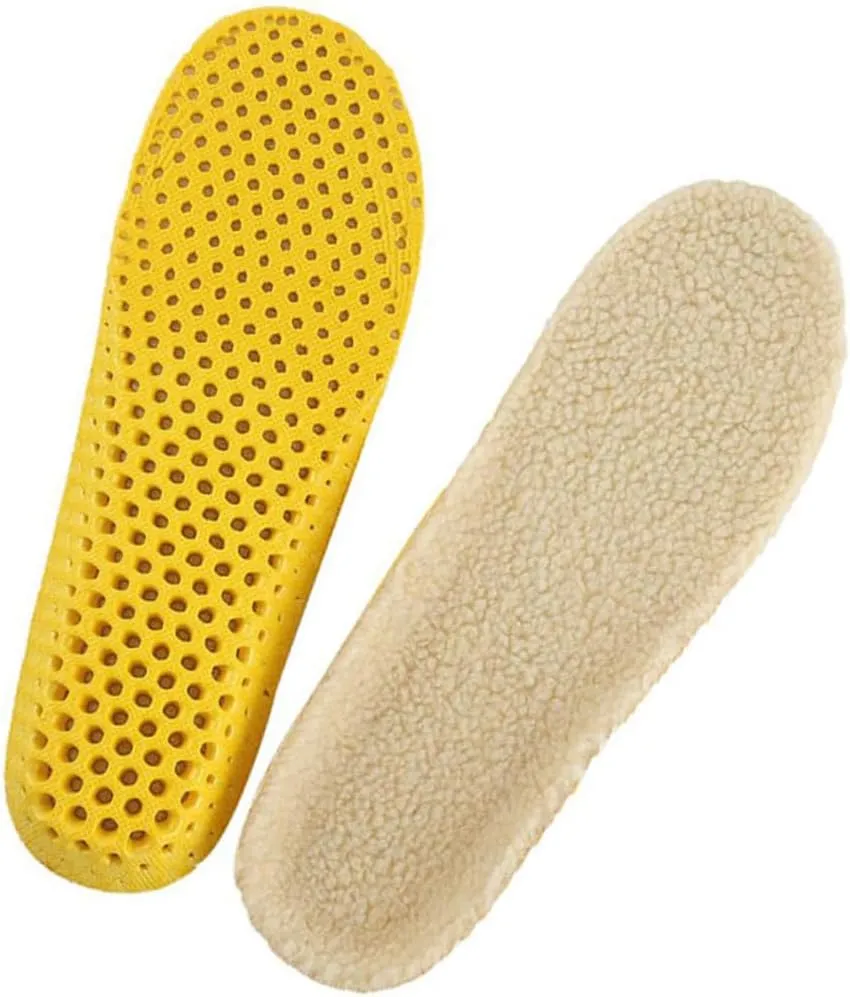 2Pair Thickened Warm Imitation Wool Shoe Insoles Breathable Plush Inserts for Sports Running and Outdoor Activities