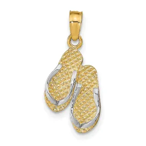 3-D HAWAII Double Flip-Flop Charm Pendant in Real 14k Multi-Tone Gold