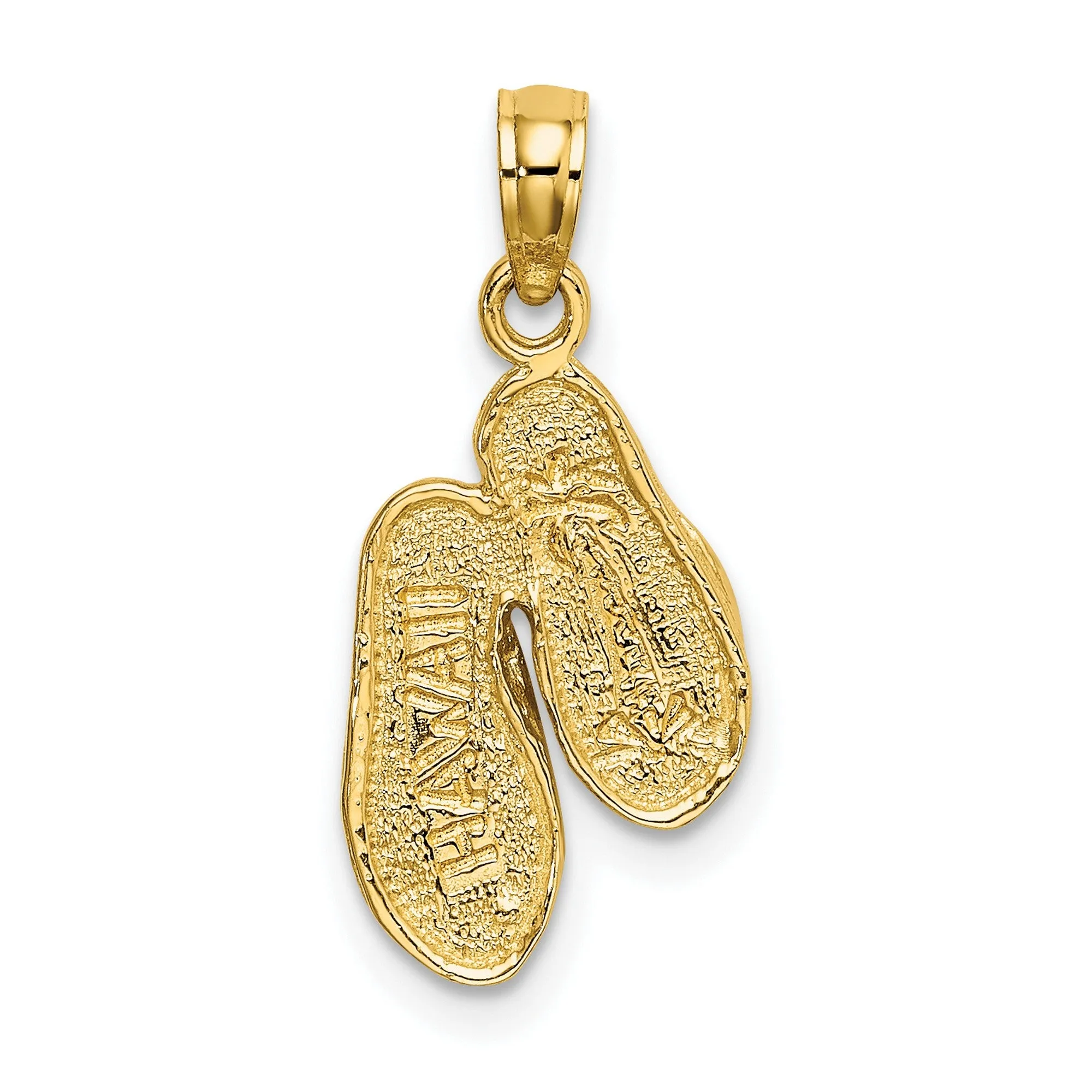 3-D HAWAII Double Flip-Flop Charm Pendant in Real 14k Multi-Tone Gold