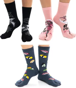3 pairs V-Toe split-toe flip flop socks size women 7-11.5 men 6-10.5