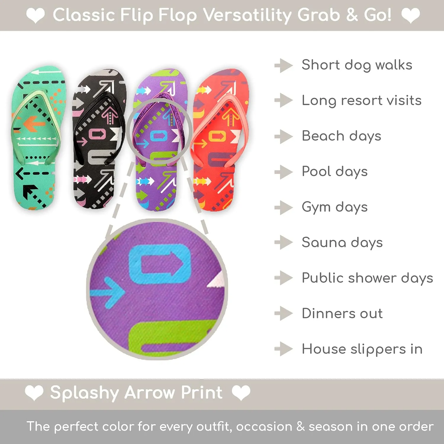 4 Pack Cute Pool Beach Waterproof Rubber Flip-Flops Sandals for Teen Girls Women Lightweight Dorm Shower Shoes Summer Travel Essentials Juniors
