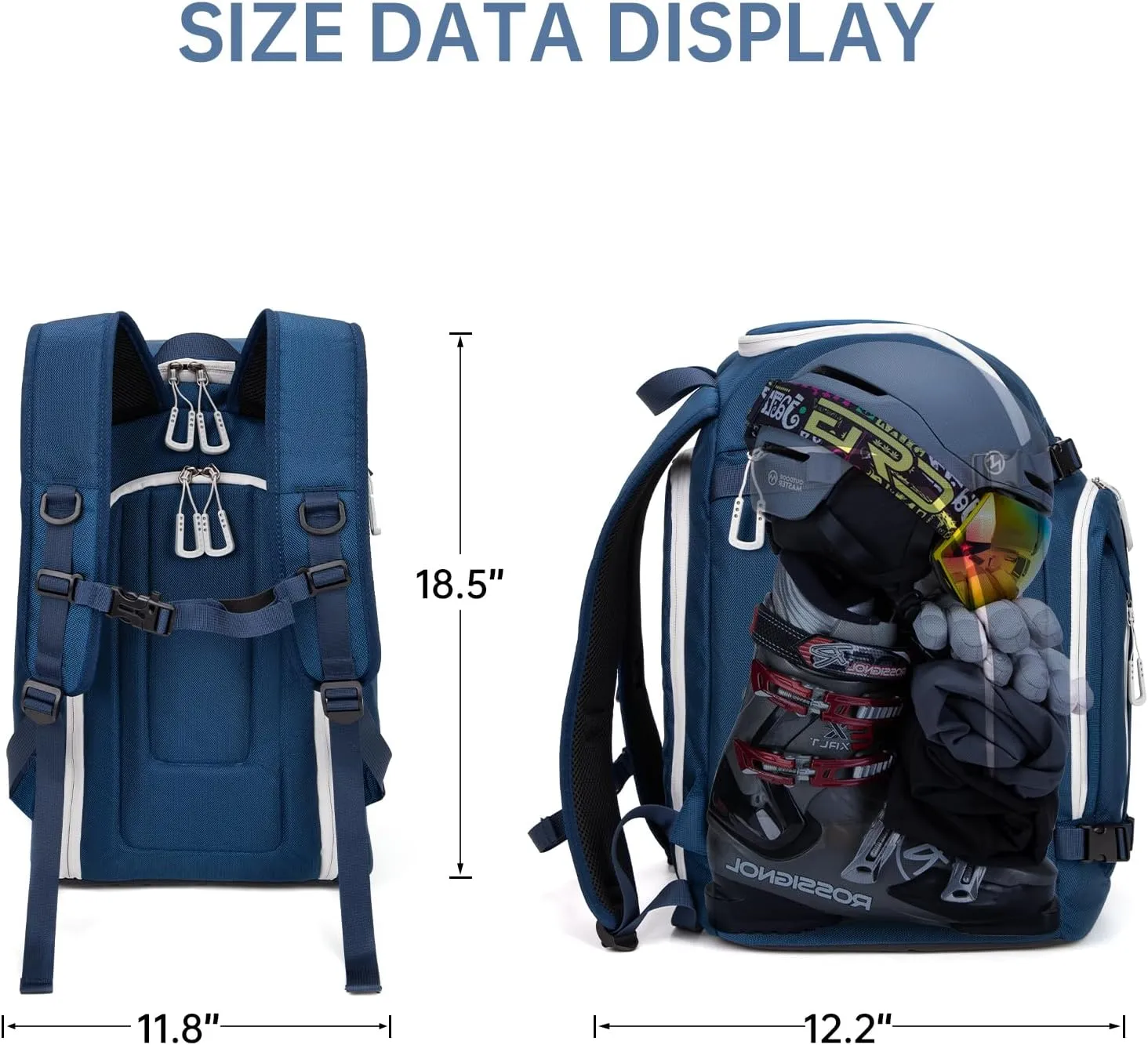50L Ski Travel Backpack for Skis, Snowboard & Accessories, Waterproof Padded Boot Bag
