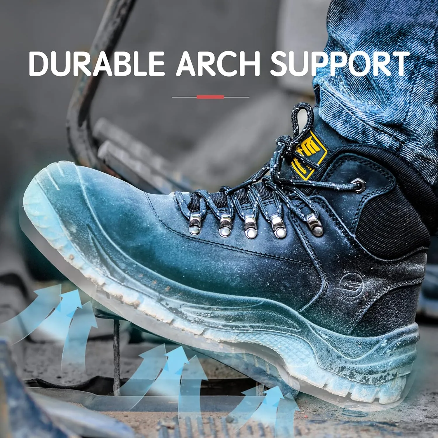 6" Steel Toe Work Boots for Men Waterproof Durable Crazy-Horse Non Slip Industrial and Construction Safety Footwear Mens Work Boots