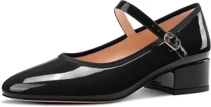 Aachcol Womens Mary Jane Shoes Round Toe Chunky Block Heel Mary Jane Pumps Office Low Heel Dress Shoes 2.0 Inches Heels