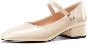 Aachcol Womens Mary Jane Shoes Round Toe Chunky Block Heel Mary Jane Pumps Office Low Heel Dress Shoes 2.0 Inches Heels