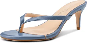 Aachcol Womens Open Toe Flip Flops Stiletto Backless Slippers Slip on Kitten Heel Thong Sandals Slides Party Dress Mules 2.6 Inches Heels