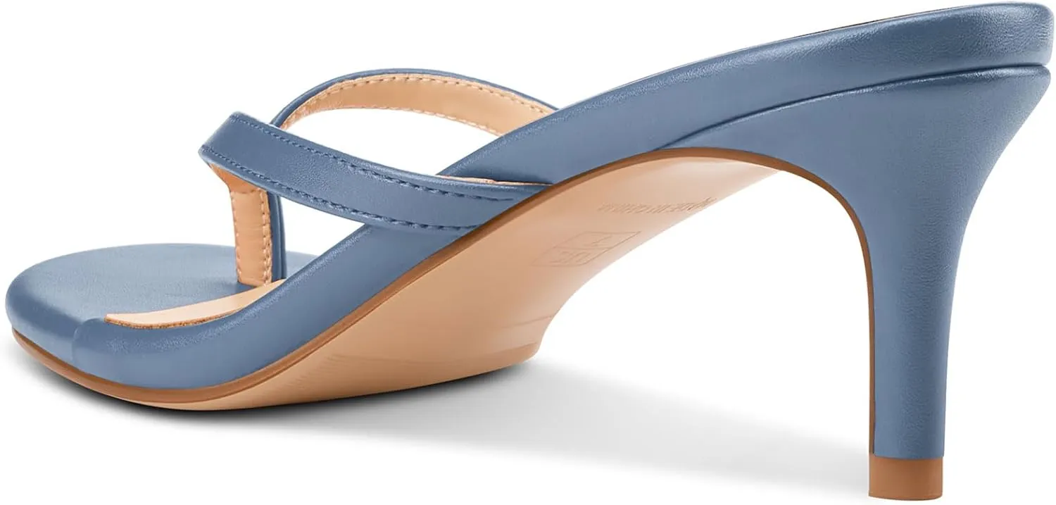 Aachcol Womens Open Toe Flip Flops Stiletto Backless Slippers Slip on Kitten Heel Thong Sandals Slides Party Dress Mules 2.6 Inches Heels