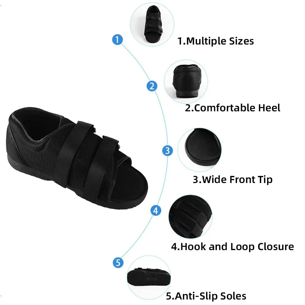 Adjustable Post Op Recovery Shoe - Support for Foot Surgery, Fractures, Bunions, and Hammer Toe - Left/Right Foot - Lightweight Closed Toe Medical Walking Shoe for Seniors (Large)