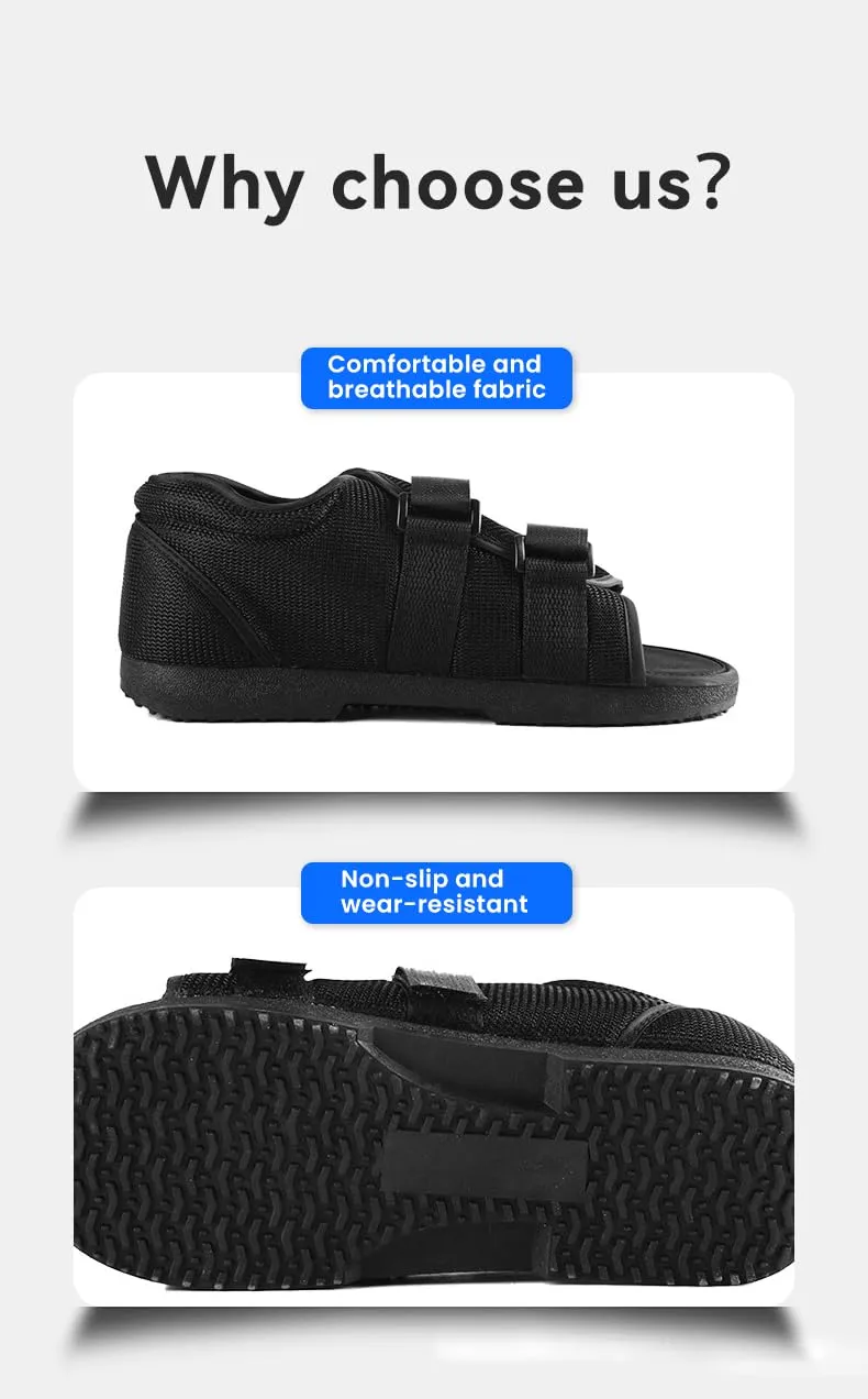 Adjustable Post Op Recovery Shoe - Support for Foot Surgery, Fractures, Bunions, and Hammer Toe - Left/Right Foot - Lightweight Closed Toe Medical Walking Shoe for Seniors (Large)