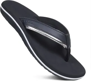 AEROTHOTIC Womens Casual Comfort Quick Drying Cushion Soft Flip Flops with Arch Support Non-Slip Thong Sandals