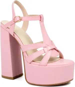 Aflngle Women's T Strap High Heels Sandals Platform Chunky Open Toe Heeled Sandal Sexy Slingback Evening Wedding Dress Pumps Shoes