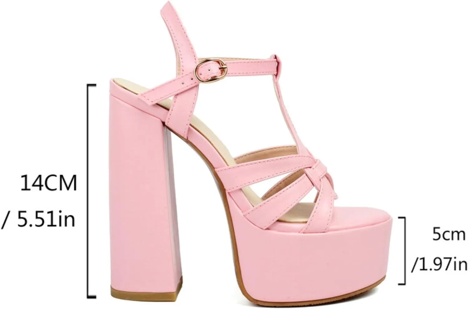 Aflngle Women's T Strap High Heels Sandals Platform Chunky Open Toe Heeled Sandal Sexy Slingback Evening Wedding Dress Pumps Shoes