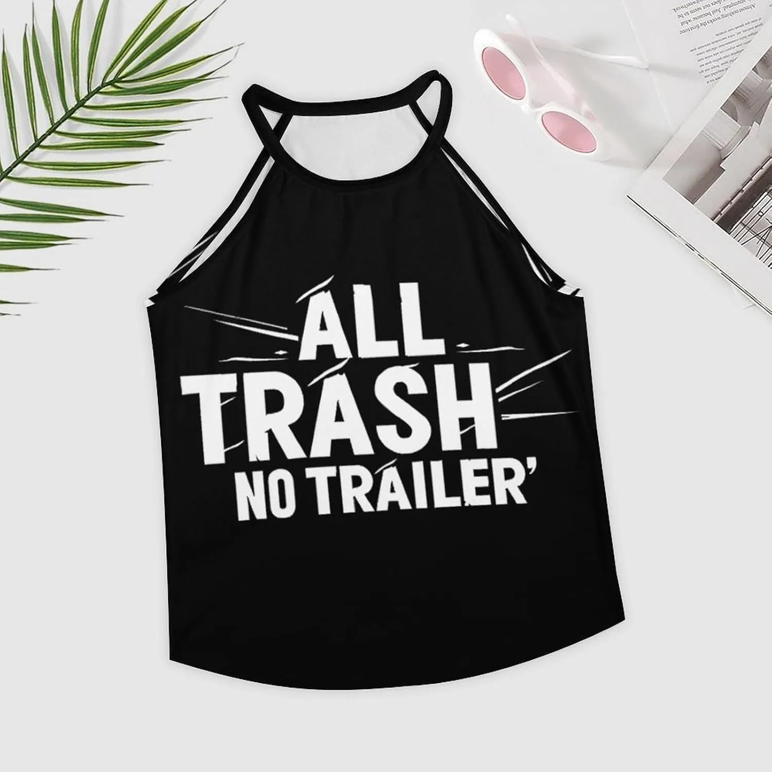 All Trash No Trailer Casual Tank Top Sleeveless Shirts for Women Round Neck Basic Tees Blouses