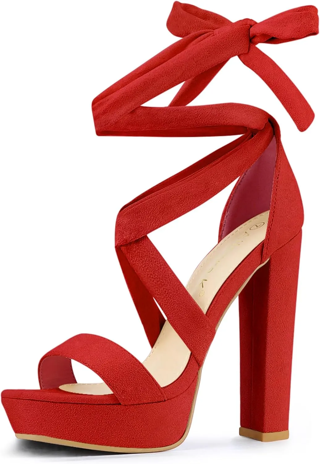 Allegra K Women's Lace Up Platform Block Heel Sandals