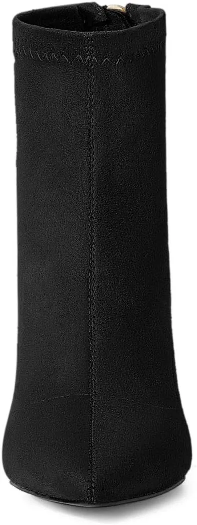 Allegra K Women's Pointed Toe Zipper Chunky Heels Ankle Boots