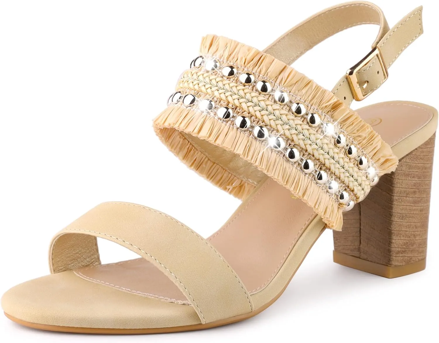 Allegra K Women's Tassels Braided Strap Chunky Heel Mexican Sandal Bohemian Shoes