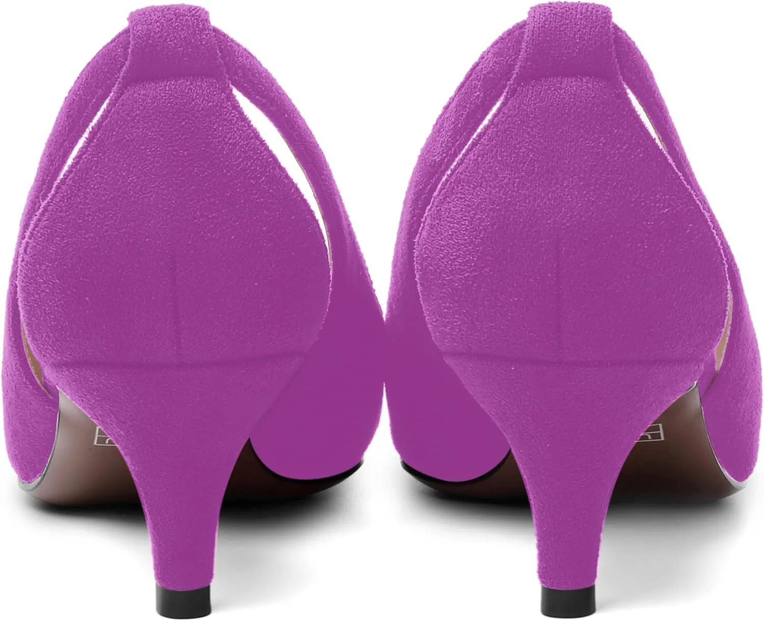 AMBELIGHT Womens Slip On Suede Pointed Toe Casual Office Kitten Low Heel Pumps Shoes 2 Inch