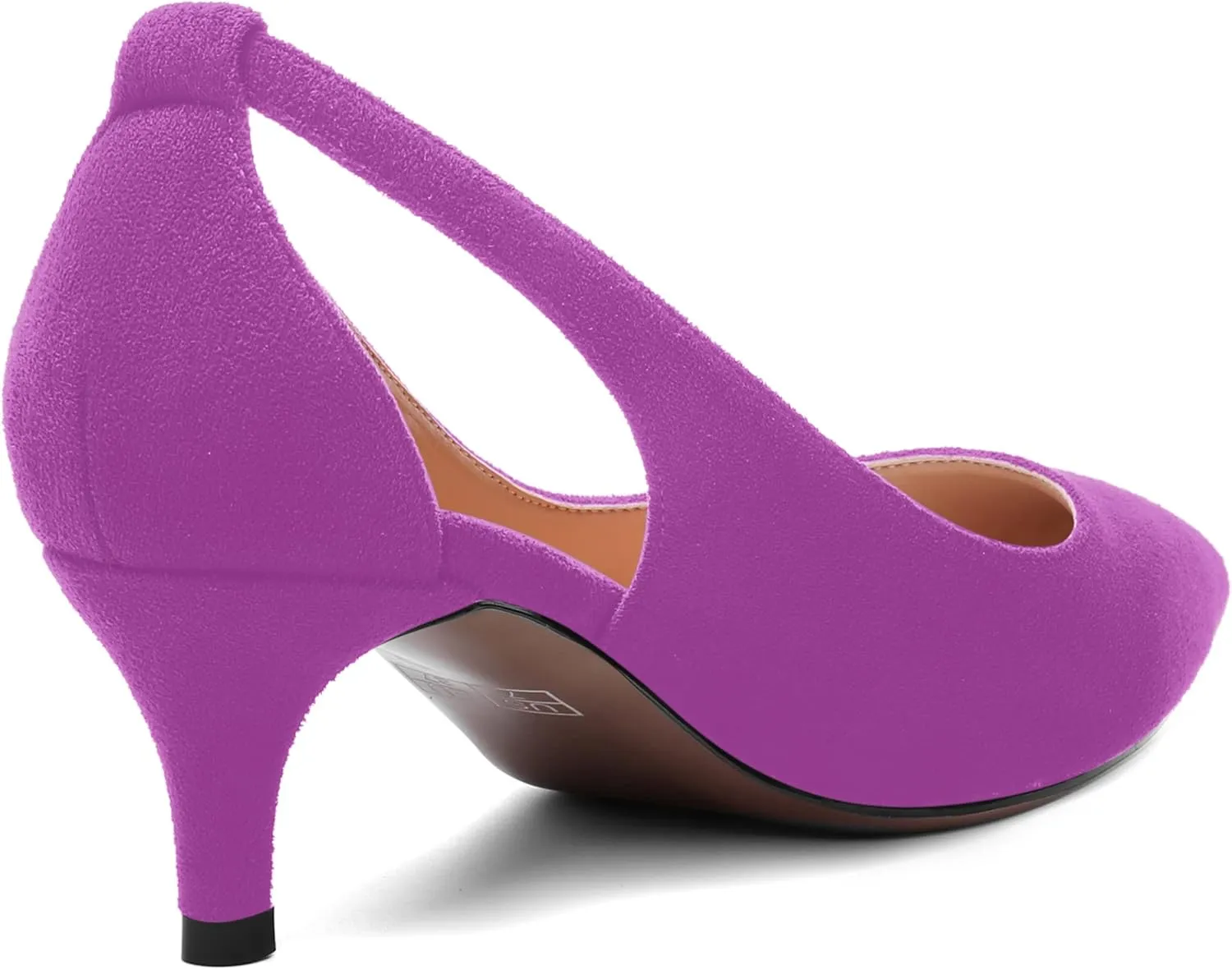 AMBELIGHT Womens Slip On Suede Pointed Toe Casual Office Kitten Low Heel Pumps Shoes 2 Inch