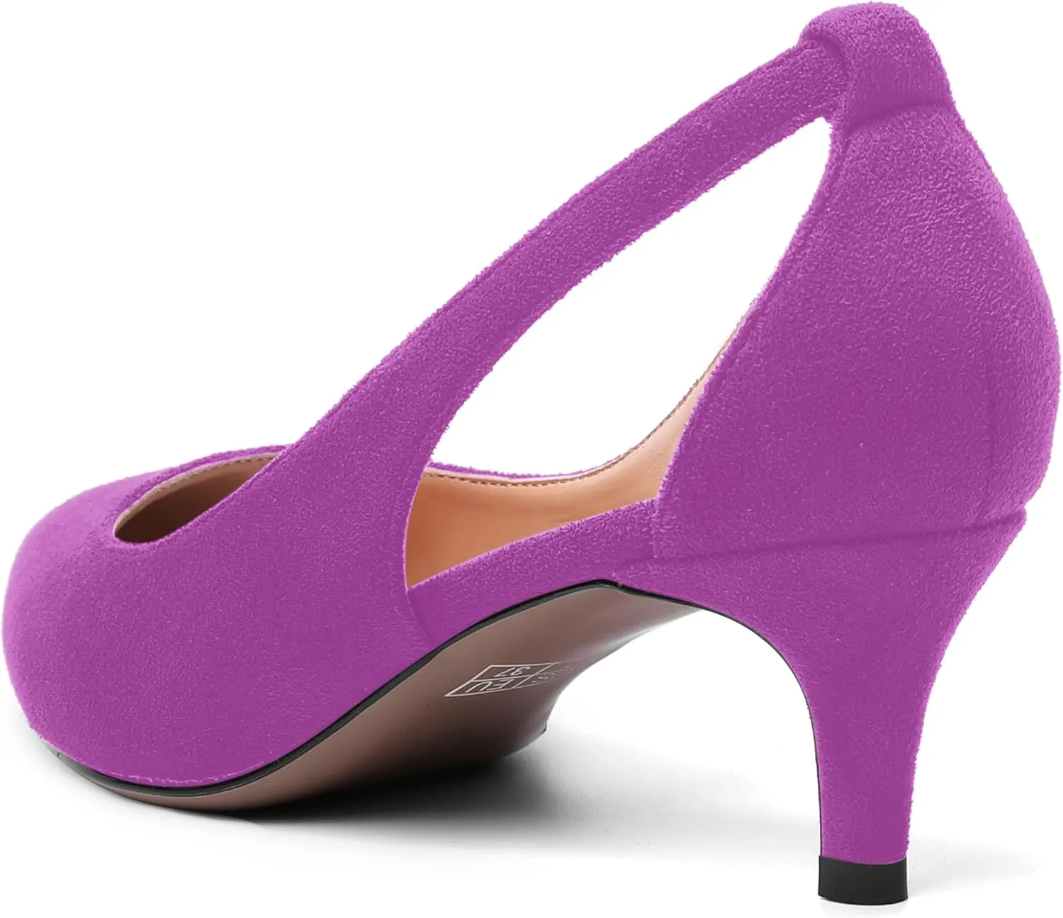 AMBELIGHT Womens Slip On Suede Pointed Toe Casual Office Kitten Low Heel Pumps Shoes 2 Inch