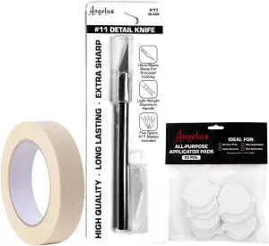 Angelus Prep Kit- Sneaker Airbrush & Painting Preparation kit with Tape, Detail Knife Blade, All-Purpose Applicator Pads 20 Pack