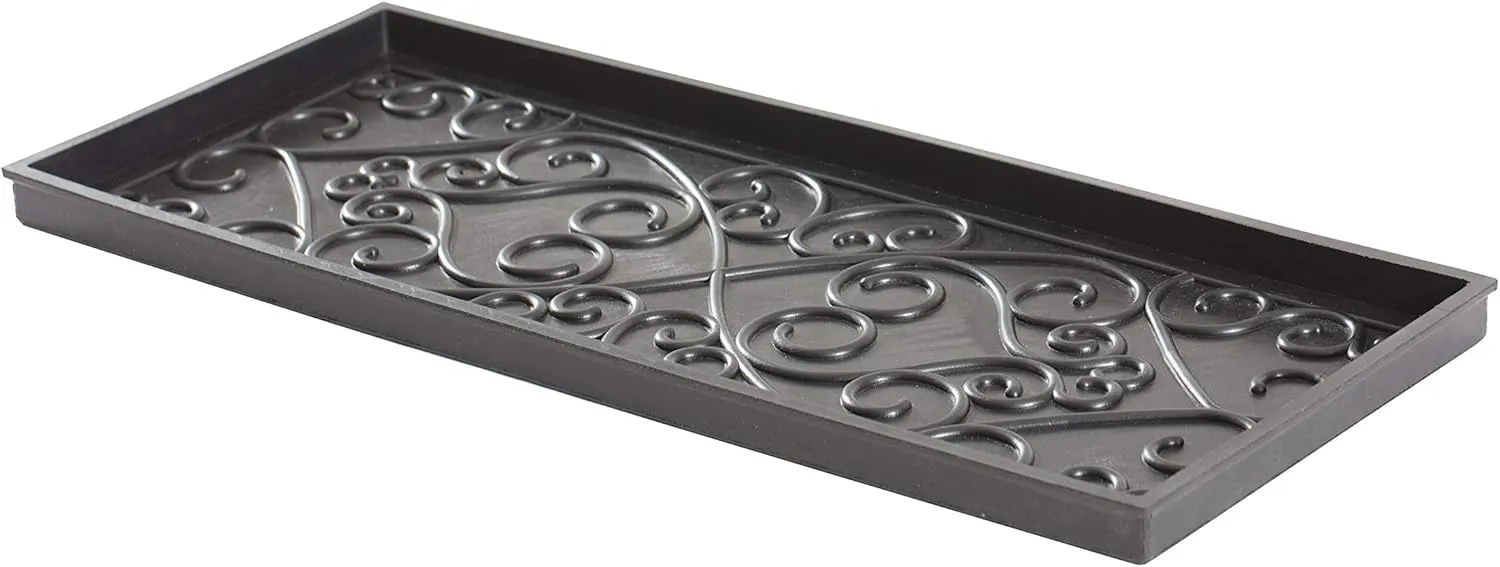 Anji Mountain Black Boot/Shoe Tray with Coir, Fits 3 Pair (34.5"" Wide), Diamond and Rubber Insert (AMB0BT3F-016)