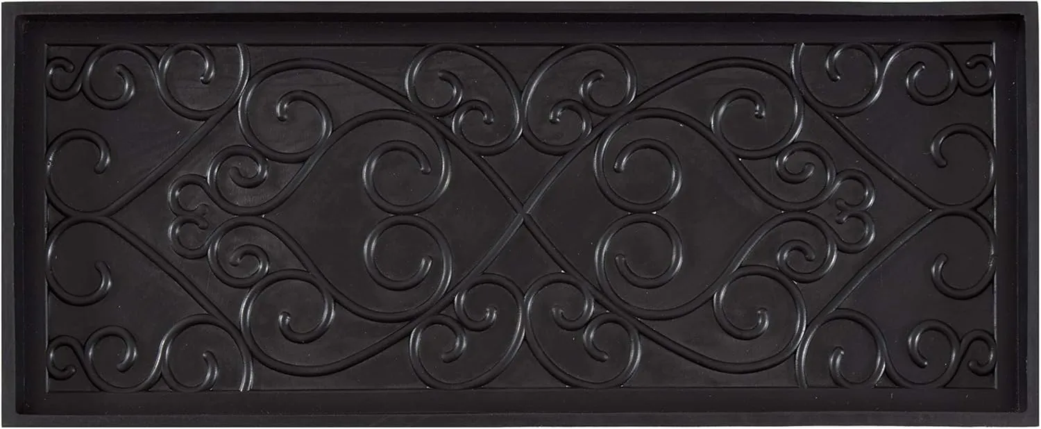 Anji Mountain Black Boot/Shoe Tray with Coir, Fits 3 Pair (34.5"" Wide), Diamond and Rubber Insert (AMB0BT3F-016)