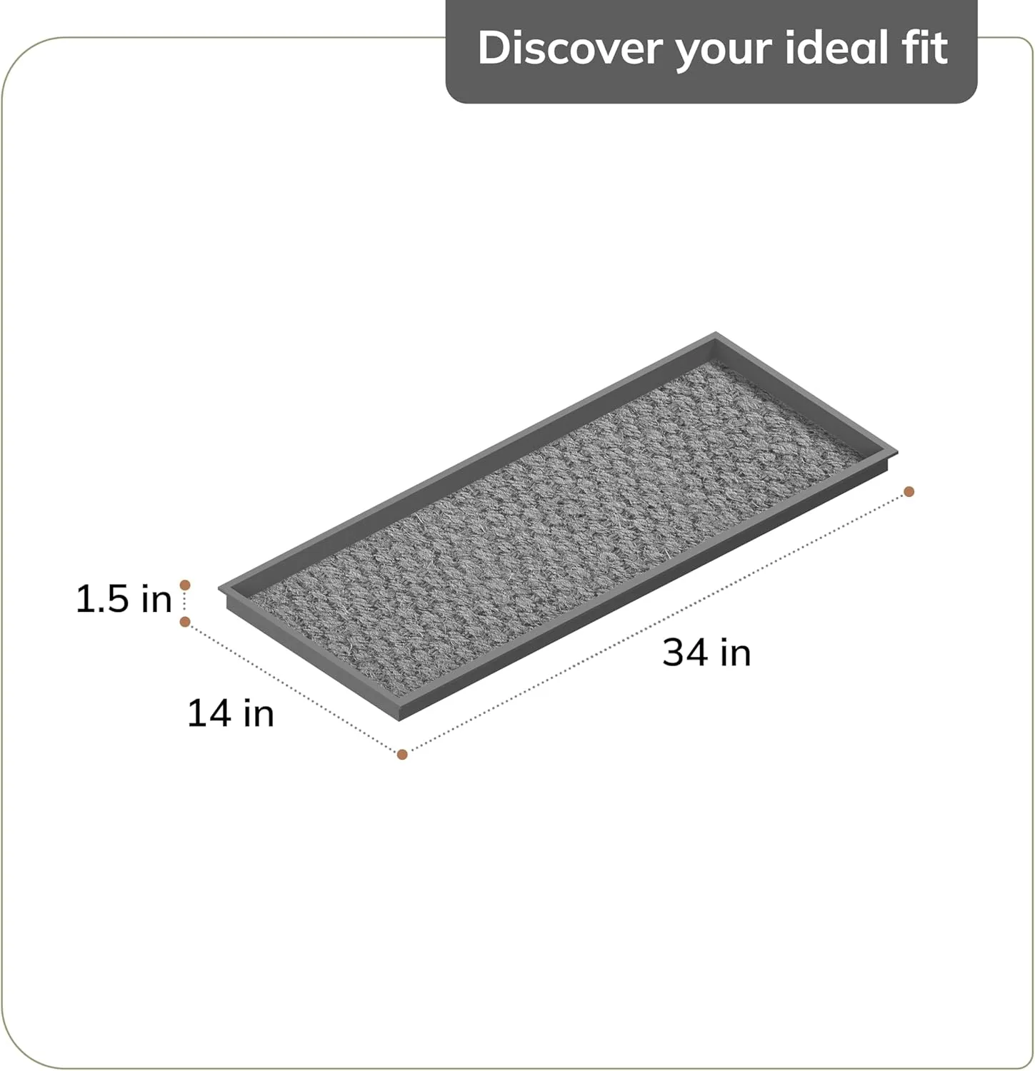 Anji Mountain Black Boot/Shoe Tray with Coir, Fits 3 Pair (34.5"" Wide), Diamond and Rubber Insert (AMB0BT3F-016)