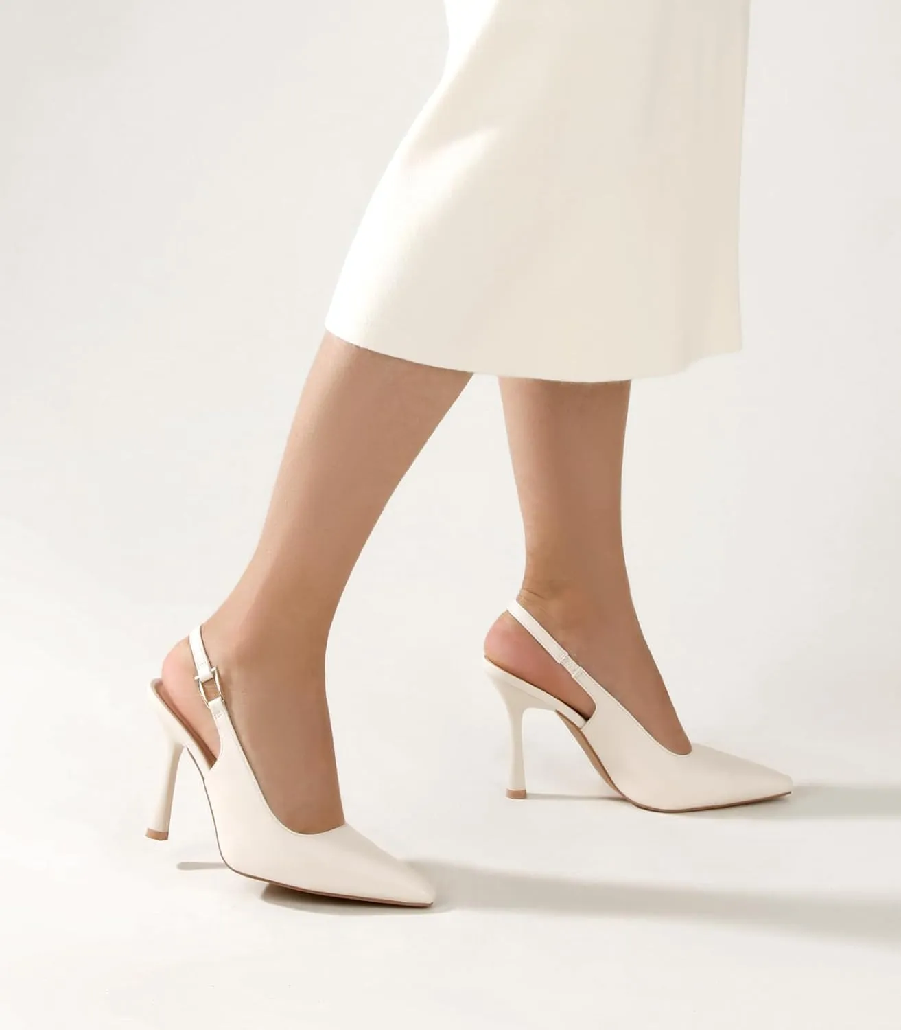Ankis Slingback Heels for Women 3.9in Kitten Heels Closed Pointed Toe High Heel Wedding Party Dress Shoes Women's Pumps