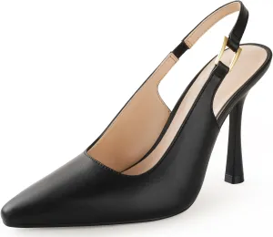 Ankis Slingback Heels for Women 3.9in Kitten Heels Closed Pointed Toe High Heel Wedding Party Dress Shoes Women's Pumps