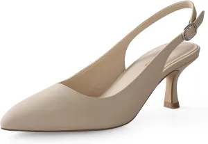 Ankis Slingback Heels for Women Closed Toe Women's Pumps Kitten Heel Wedding Party Casual Dress Shoes