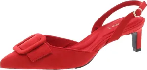 Anne Klein Womens Infinity Faux Suede Kitten Heel Slingback Heels