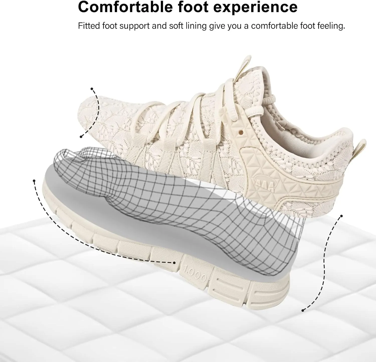 AOE Womens Fashion Walking Running Shoes Ultra Lightweight Breathable Mesh Tennis Shoes Non Slip Athletic Workout Gym Sneakers