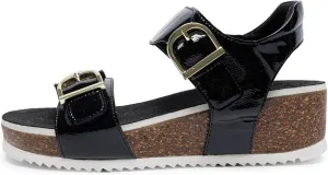 ARA Women's Nova Buckle Sandal, Black Patent Leather - 38M(US)