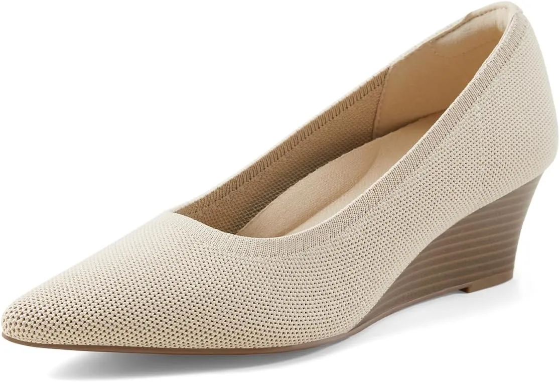 Arromic Women's Wedge Pumps Pointed Low Heel Wedge Dress Shoes Closed Toe Wedges Pumps for Women Comfort Work Casual Daily Dressy - 2inch