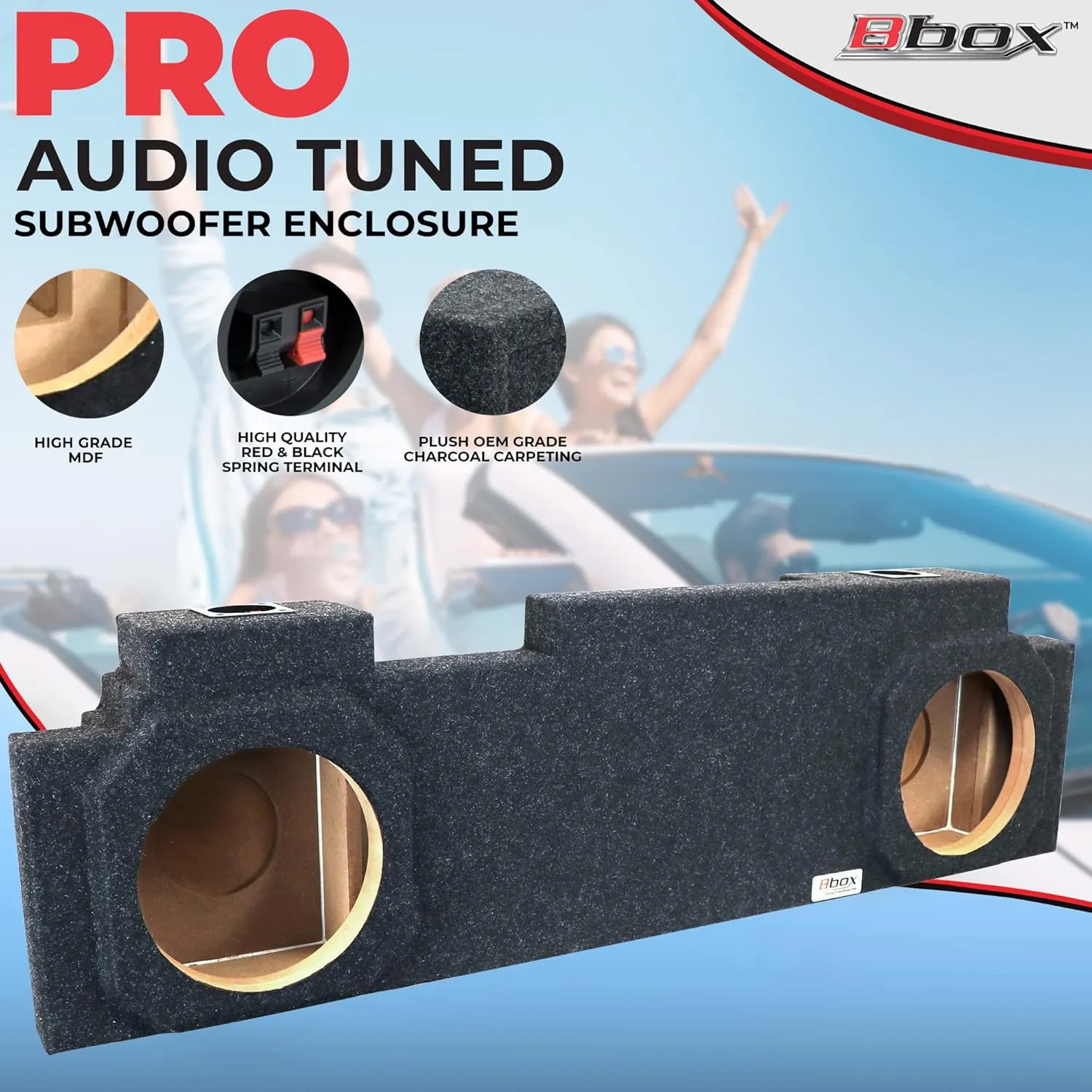 Atrend Bbox Dual 10" Sealed Carpeted Subwoofer Enclosure - Fits 2001 - 2013 Chevrolet / GMC Avalanche/Escalade - Subwoofer Box Improves Audio Quality, Sound & Bass - Charcoal