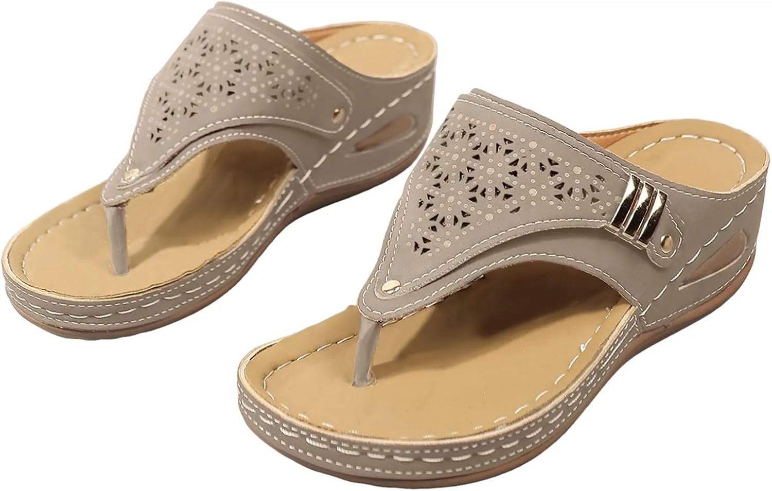 Avylays Orthopedic Sandals for Women Breathable Mesh Hollow Sports Sandals Wedge Heel Flip Flops Summer Casual Slides