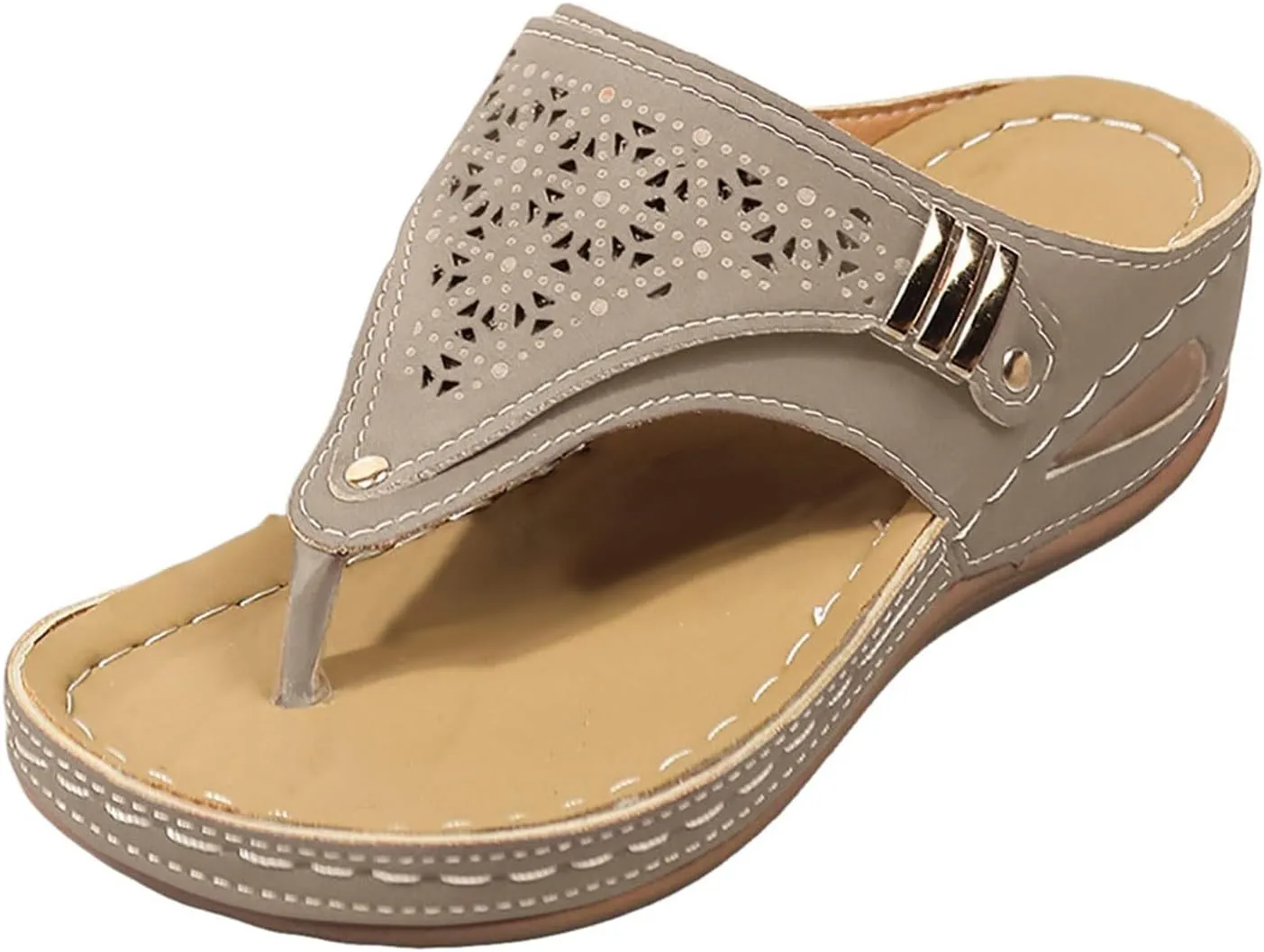 Avylays Orthopedic Sandals for Women Breathable Mesh Hollow Sports Sandals Wedge Heel Flip Flops Summer Casual Slides