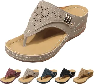 Avylays Orthopedic Sandals for Women Breathable Mesh Hollow Sports Sandals Wedge Heel Flip Flops Summer Casual Slides