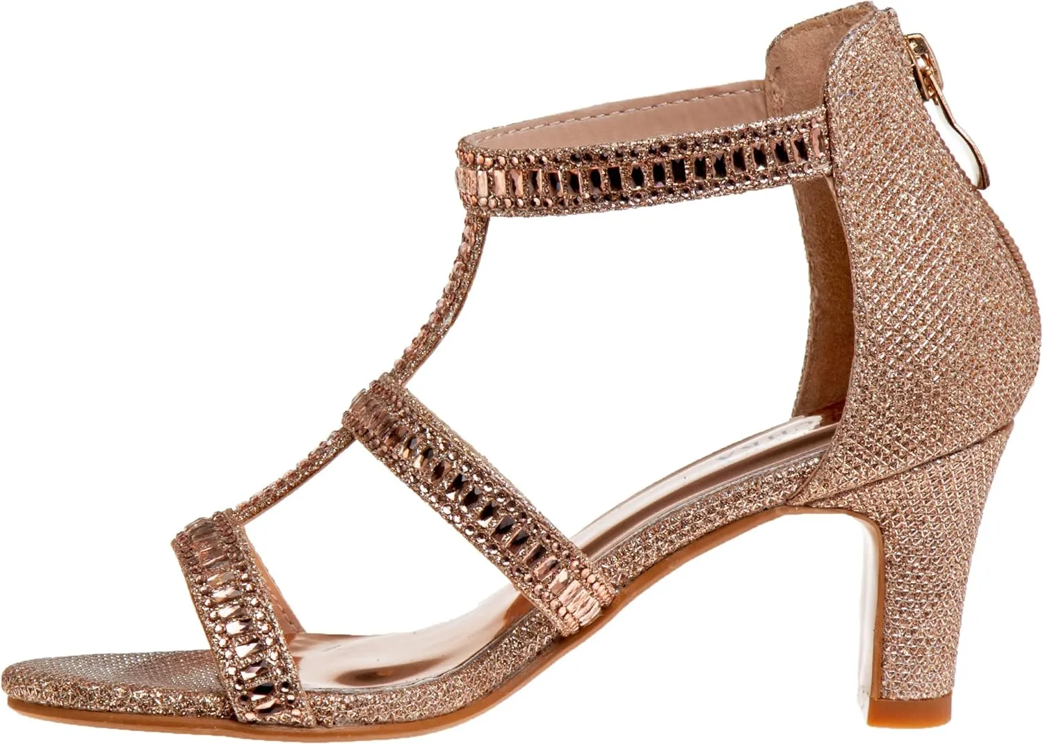 Badgley Mischka Girls Michelle Rhinestone Dress Pump Open toe Sandal - Gold/Rose/White/Silver (Little/Big kid)