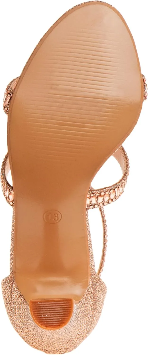 Badgley Mischka Girls Michelle Rhinestone Dress Pump Open toe Sandal - Gold/Rose/White/Silver (Little/Big kid)