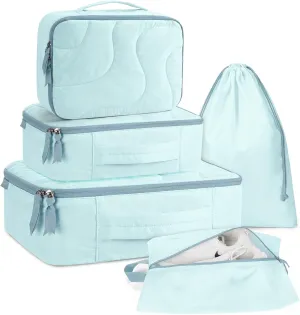 BAGSMART Wet Dry Bags 5 Pack, Travel Bags Reusable for Swimsuits, Baby Cloth Diapers, Beach, Pool, Ultra-Light Travel Packing Cubes for Women, Light Blue