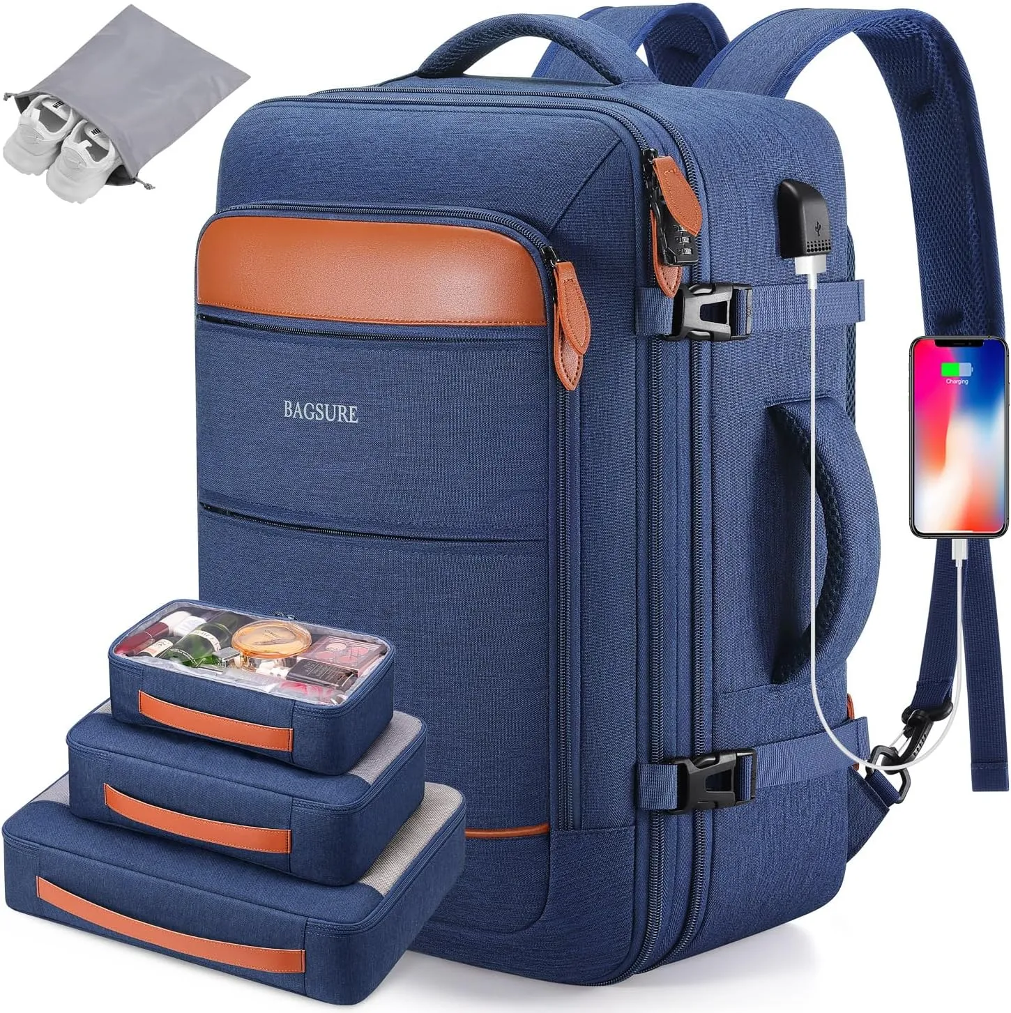 Bagsure Travel Backpack, 42L Carry on Luggage, Flight Approved Expandable Backpack, Laptop Backpack