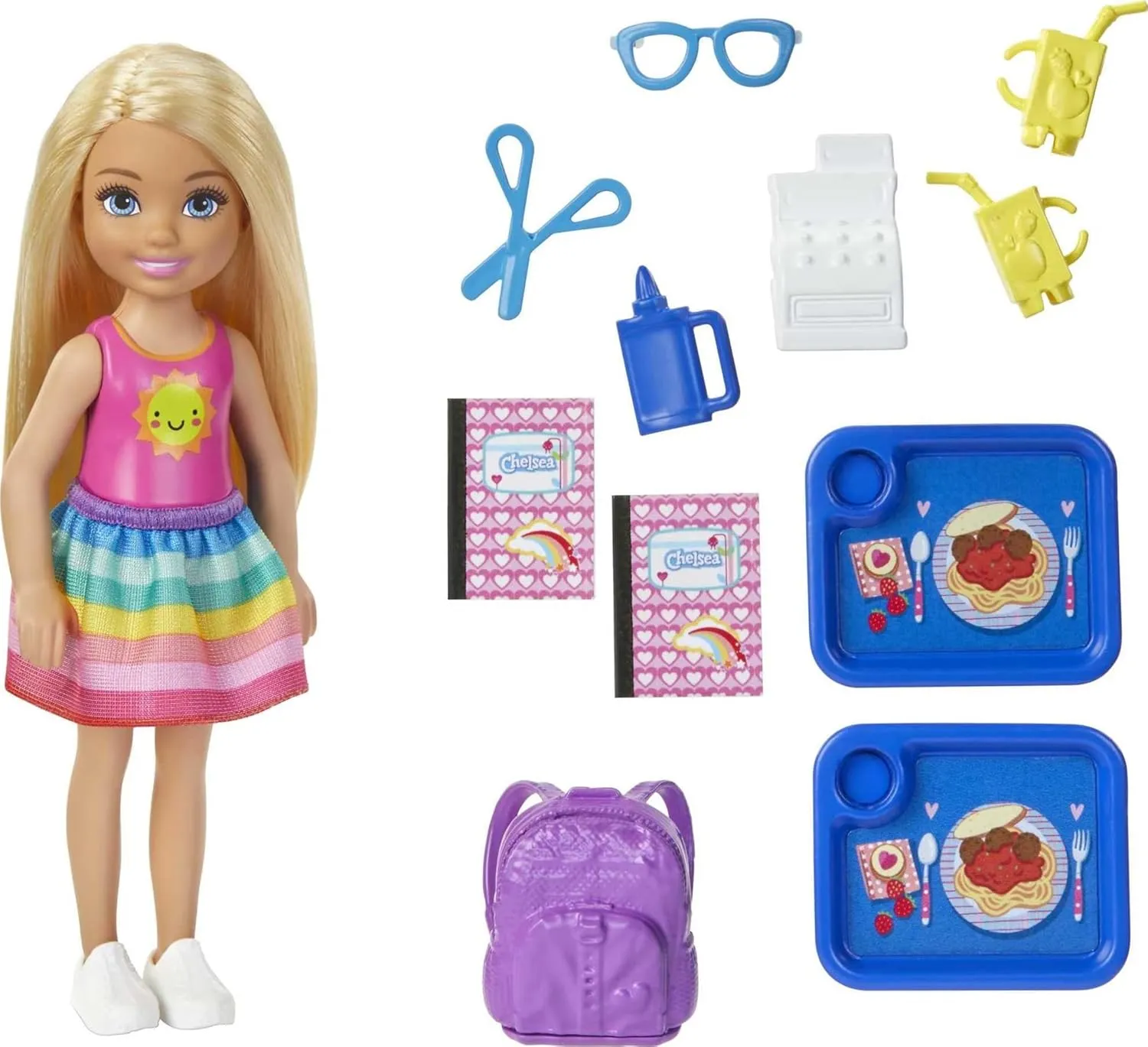 Barbie Club Chelsea School Playset with Blonde Small Doll & Classroom Accessories, Flipping Blackboard, Cafeteria, Desks & More