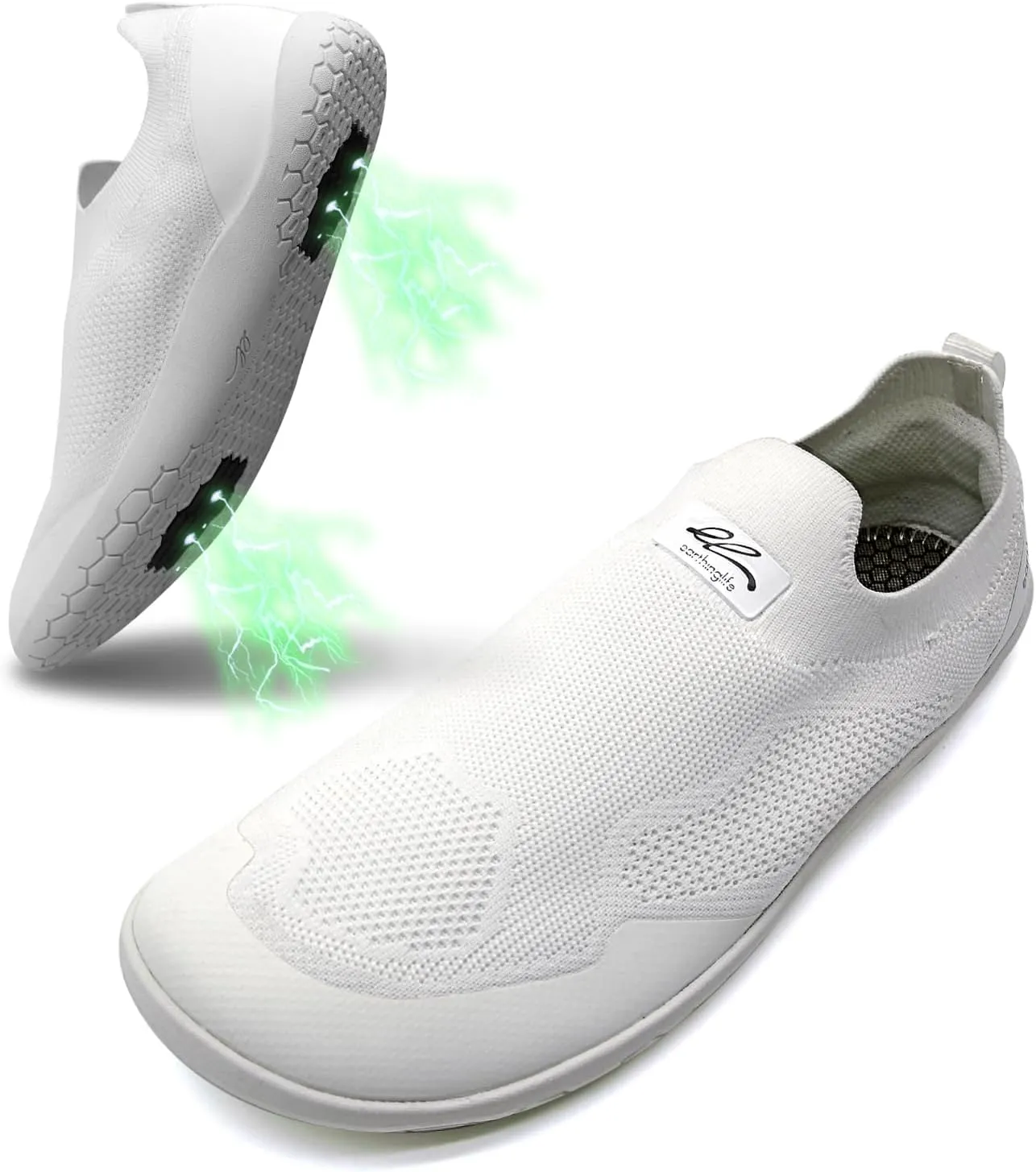 Barefoot Grounding Shoes Slip On Wide Toe Box Conductive Flexible Outsole Zero Drop Connect to Earth More Energy Reduce Stress Enhancing Movement Better Sleep Pain Relief