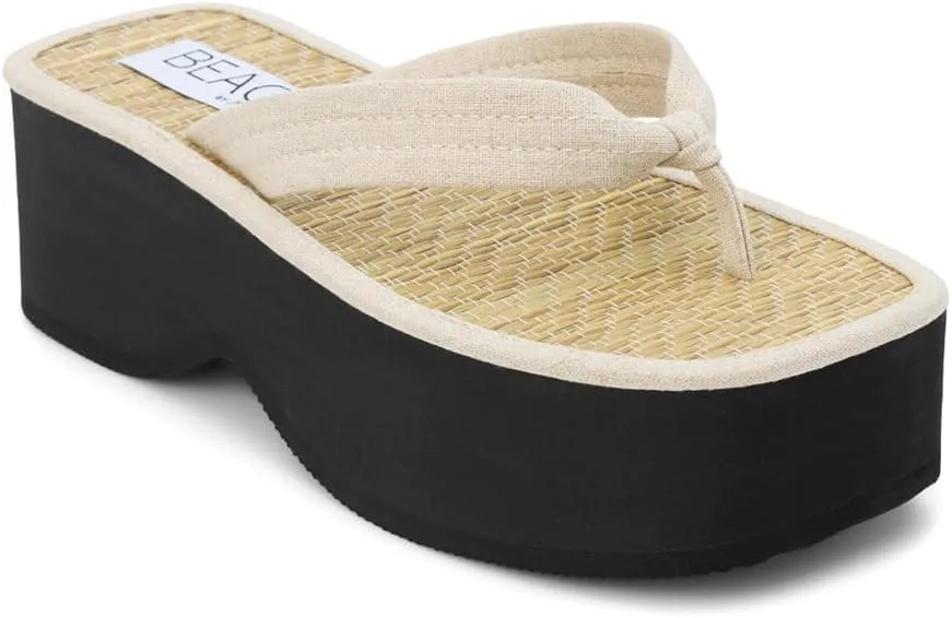 BEACH by Matisse Womens Vero Platform Flip Flop Casual Sandals Casual High Heel 3" & Up - Beige