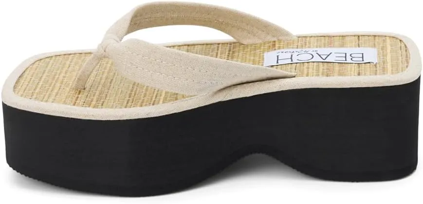 BEACH by Matisse Womens Vero Platform Flip Flop Casual Sandals Casual High Heel 3" & Up - Beige